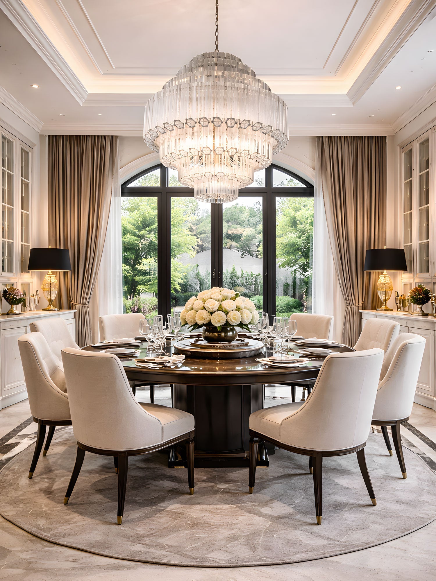Clear Grande Palermo Chandelier - ∅ 31.5″ x H 34.3″Nickel & ClearBlushlighting