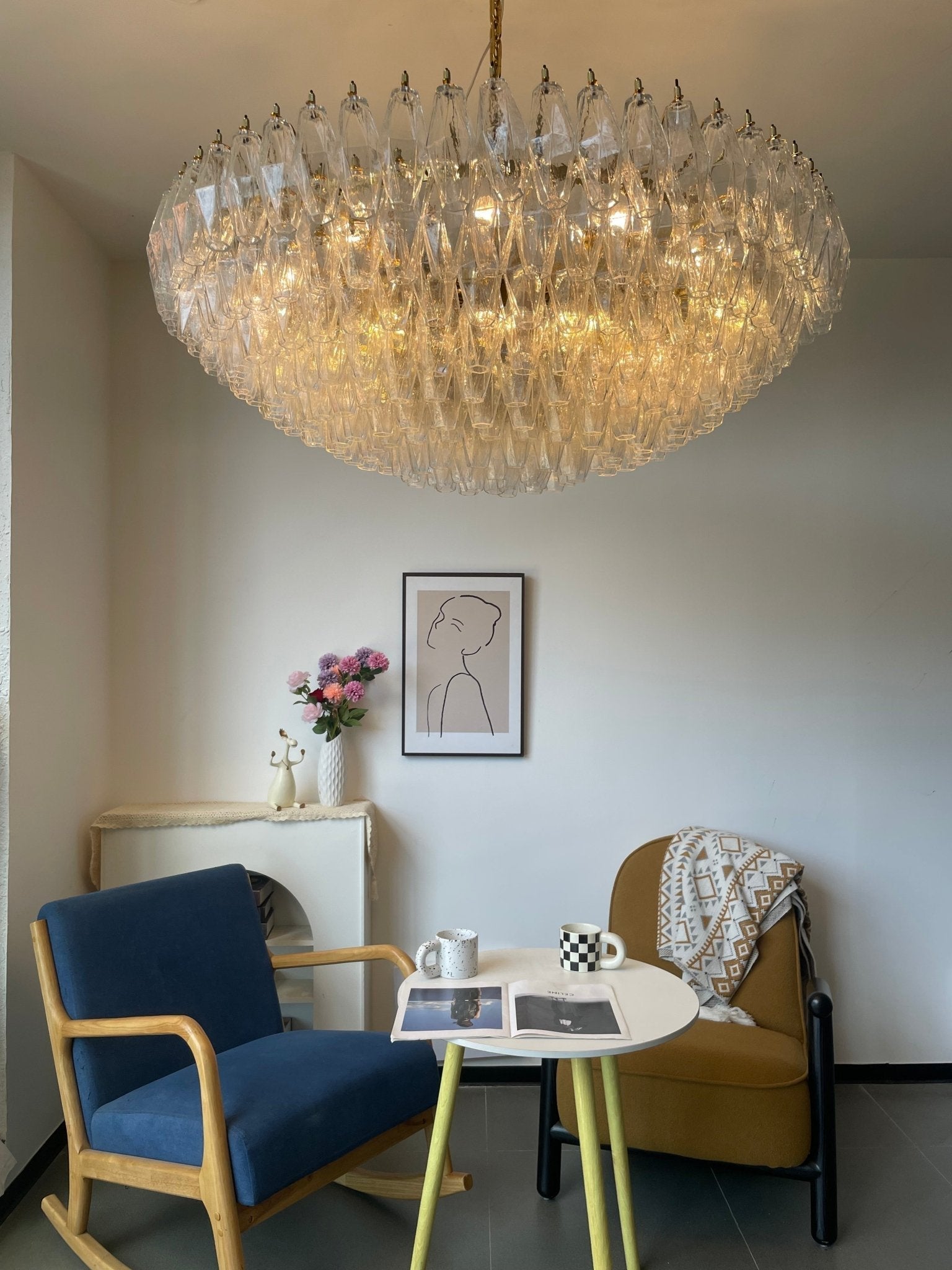 Clear Sorrento Chandelier - 21∅ 47.2″ x H 17.7″Clear & GoldBlushlighting