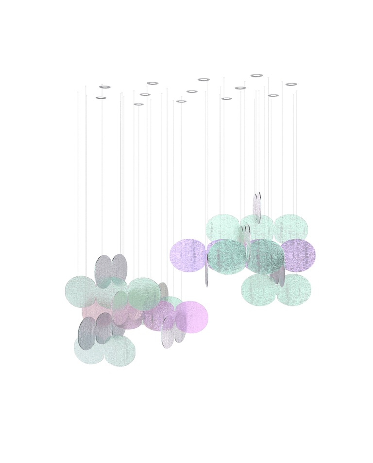 Clouds Iridescent Disc Chandelier - ∅ 47.2″ x H 78.7″No Ceiling PlateBlushlighting