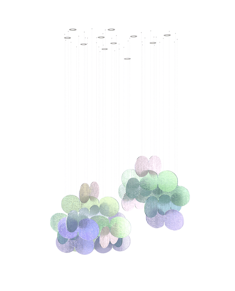 Clouds Iridescent Disc Chandelier - ∅ 47.2″ x H 78.7″No Ceiling PlateBlushlighting