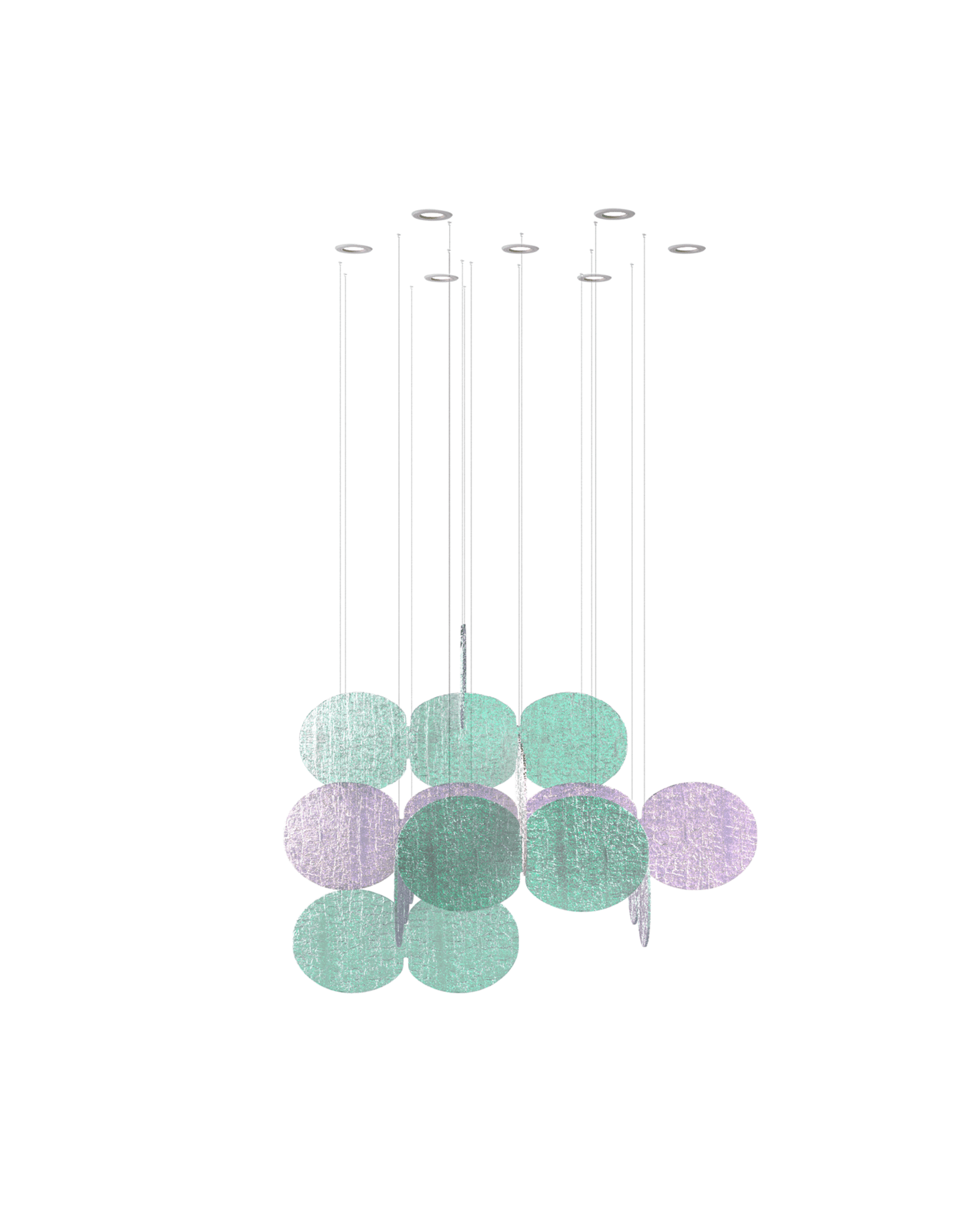 Clouds Iridescent Disc Chandelier - ∅ 47.2″ x H 78.7″No Ceiling PlateBlushlighting