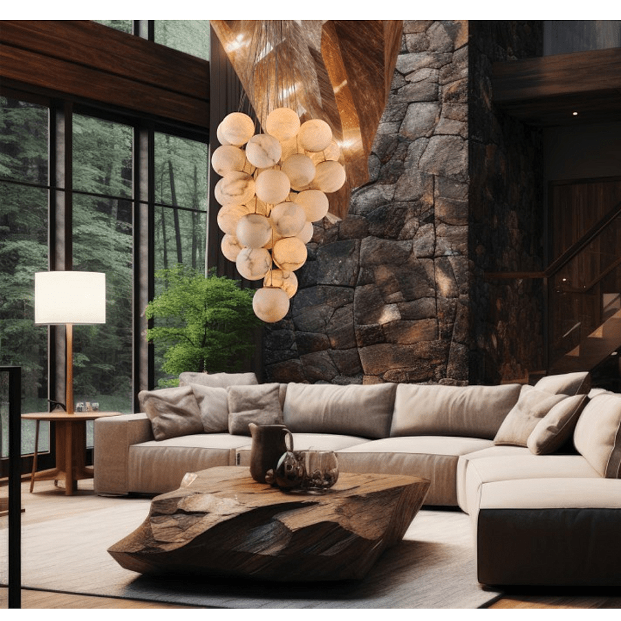 Cluster Alabaster Globe Chandelier-Chandelier-Blushlighting-Blushlighting