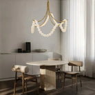 Cluster String Pearl Alabaster Chandelier in Brass & Black Metal Rod - D117*H92CM/D46"*H36"Neutral Light (4000K)BrassBlushlighting