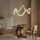Cluster String Pearl Alabaster Chandelier in Brass & Black Metal Rod - D117*H92CM/D46"*H36"Warm Light (3000K)BrassBlushlighting