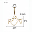 Cluster String Pearl Alabaster Chandelier in Brass & Black Metal Rod - D117*H92CM/D46"*H36"Cool Light (6000K)BlackBlushlighting