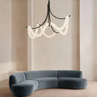Cluster String Pearl Alabaster Chandelier in Brass & Black Metal Rod - D117*H92CM/D46"*H36"Cool Light (6000K)BlackBlushlighting