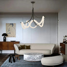 Cluster String Pearl Alabaster Chandelier in Brass & Black Metal Rod - D117*H92CM/D46"*H36"Cool Light (6000K)BlackBlushlighting