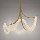 Cluster String Pearl Alabaster Chandelier in Brass & Black Metal Rod - D117*H92CM/D46"*H36"Warm Light (3000K)BrassBlushlighting