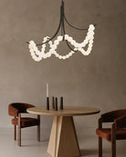 Cluster String Alabaster Beads Semi Flush Chandelier in Brass & Black Metal Rod-American chandelier-Blushlighting-D117*H92CM/D46"*H36"-Neutral Light (4000K)-Black-Blushlighting