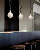 Cluster White Alabaster Globe Pendant Light with adjustable chain - 1-light-D15cm/D5.91"Black Chain + WhiteBlushlighting