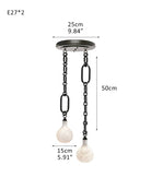 Cluster White Alabaster Globe Pendant Light with adjustable chain - 2-light-D15cm/D5.91"Black Chain + WhiteBlushlighting