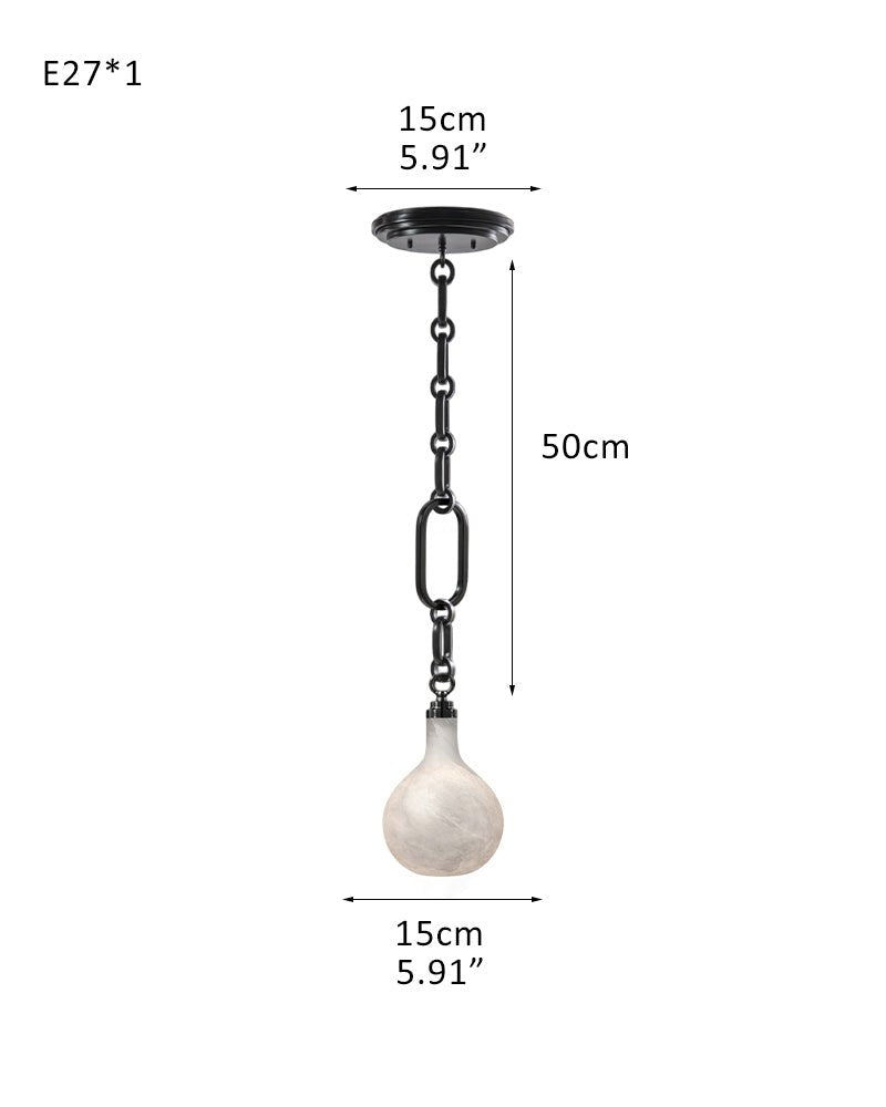 Cluster White Alabaster Globe Pendant Light with adjustable chain - 1-light-D15cm/D5.91"Black Chain + WhiteBlushlighting
