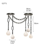 Cluster White Alabaster Globe Pendant Light with adjustable chain - 5-light-D15cm/D5.91"Black Chain + WhiteBlushlighting