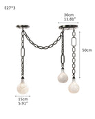 Cluster White Alabaster Globe Pendant Light with adjustable chain - 3-light-D15cm/D5.91"-BBlack Chain + WhiteBlushlighting