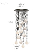 Cluster White Alabaster Globe Pendant Light with adjustable chain - 12-light-D15cm/D5.91"Black Chain + WhiteBlushlighting