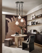 Cluster White Alabaster Globe Pendant Light with adjustable chain - 1-light-D15cm/D5.91"Black Chain + WhiteBlushlighting