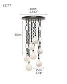 Cluster White Alabaster Globe Pendant Light with adjustable chain - 7-light-D15cm/D5.91"Black Chain + WhiteBlushlighting