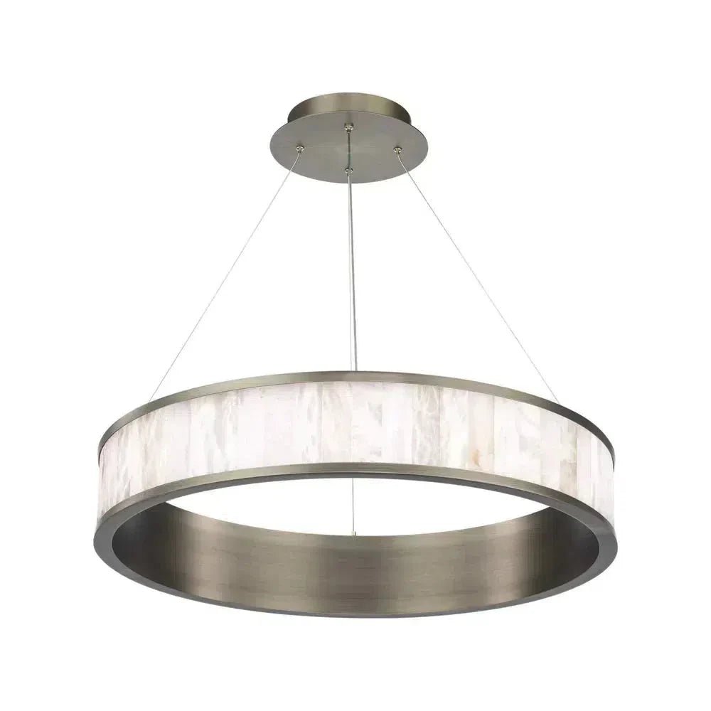Coliseo Alabaster 28in LED Round Chandelier - Antique NickelBlushlighting
