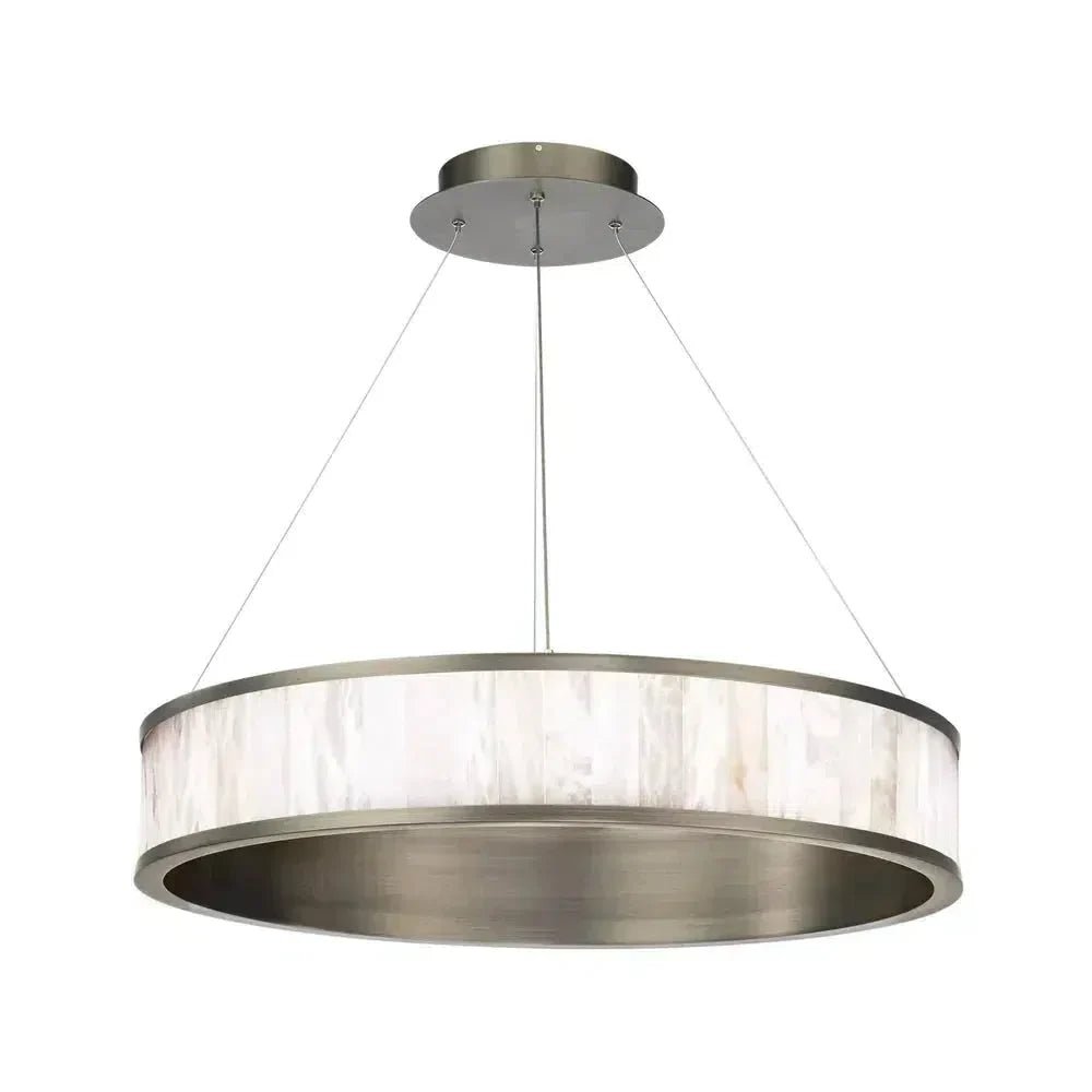 Coliseo Alabaster 28in LED Round Chandelier - Antique NickelBlushlighting