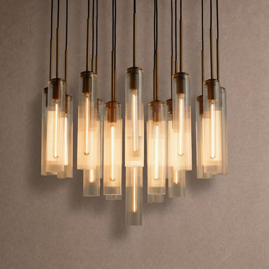 Colleena Fluted Glass Round Chandelier - 36"Blushlighting