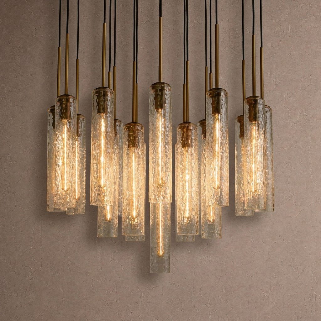 Colleena Hammered Glass Round Chandelier - 36"Blushlighting