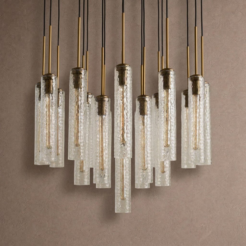 Colleena Hammered Glass Round Chandelier - 36"Blushlighting