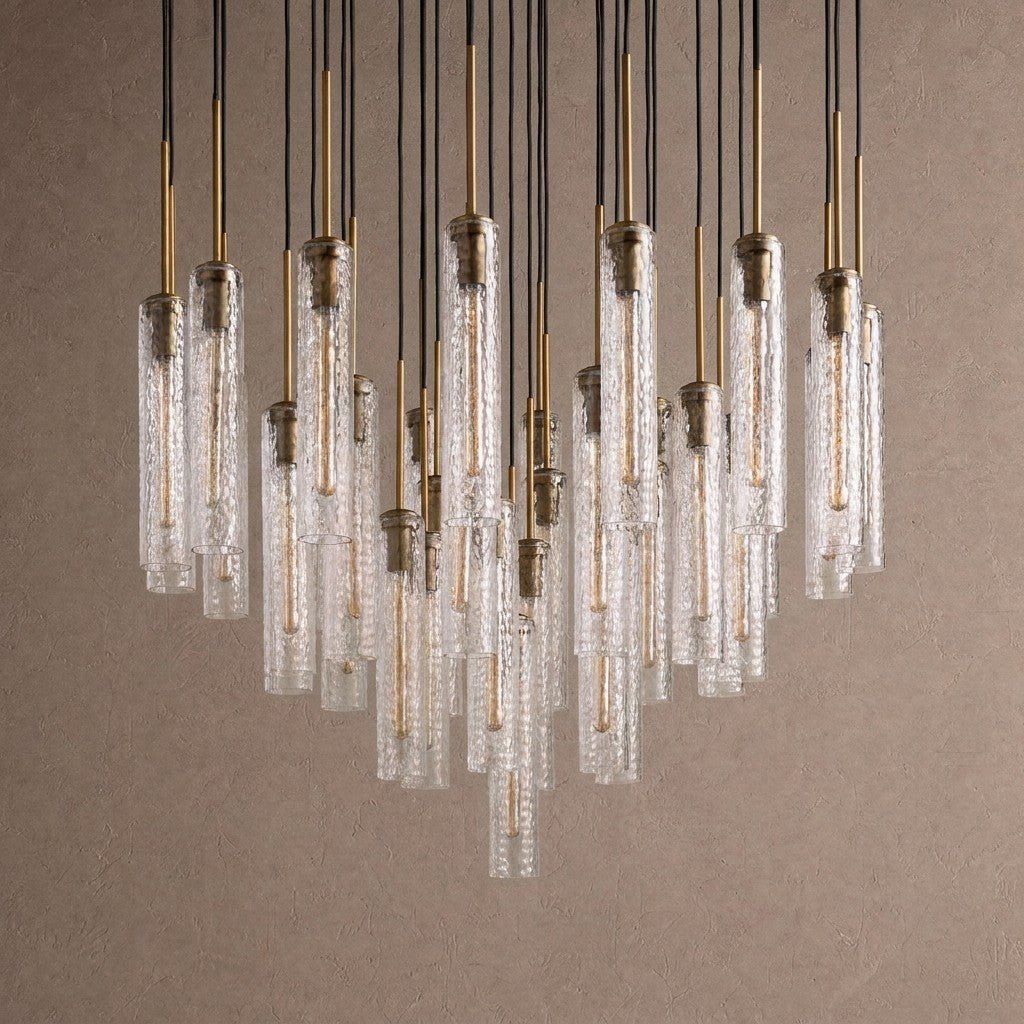 Colleena Hammered Glass Round Chandelier - 48"Blushlighting