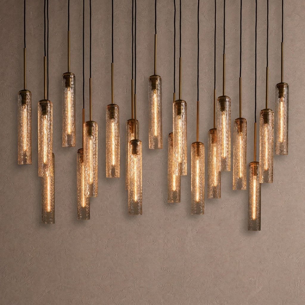 Colleena Linear Hammered Glass Chandelier - Blushlighting