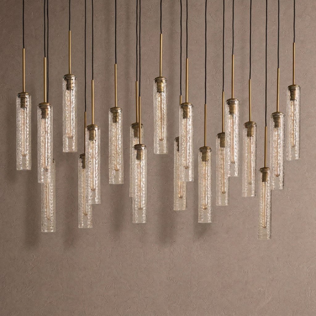 Colleena Linear Hammered Glass Chandelier - Blushlighting