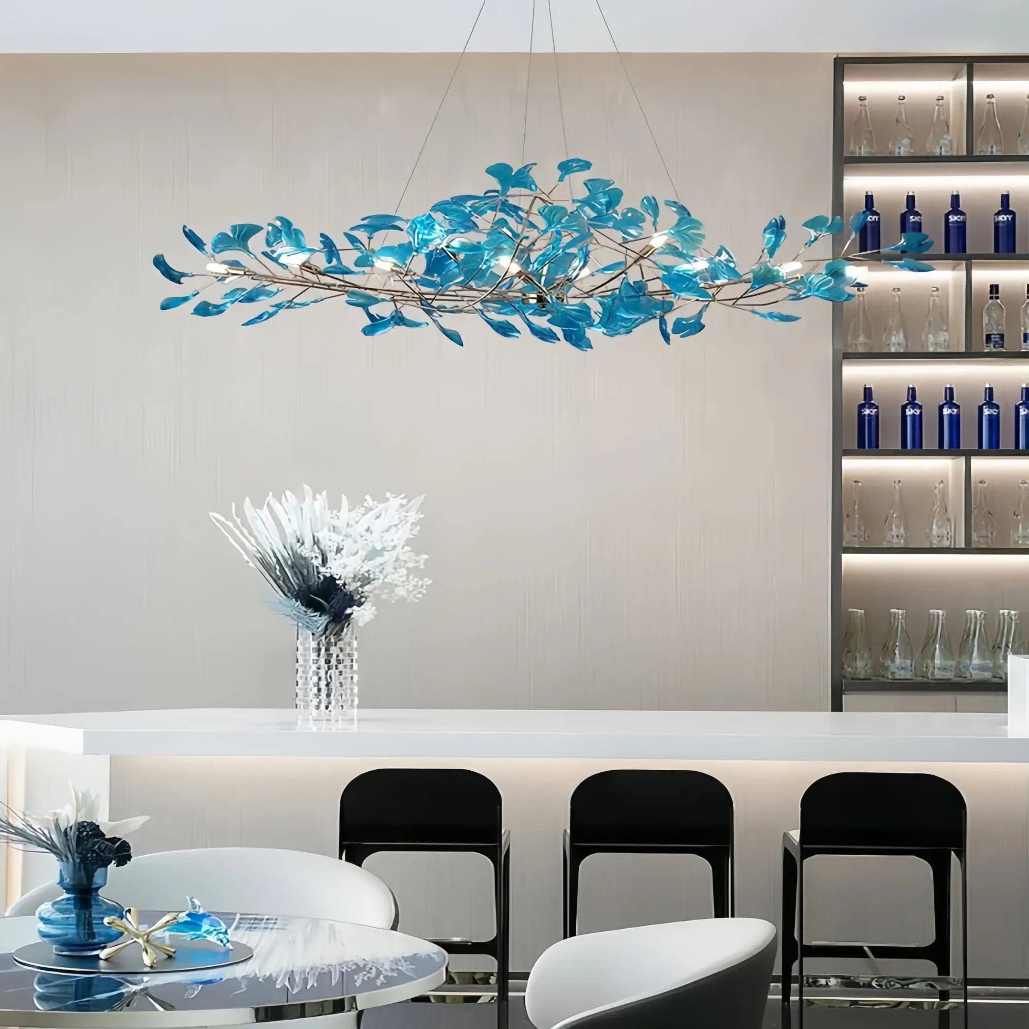 Colorful Glass Ginkgo Leaf Chandelier-chandeliers for dining room,chandeliers for stairways,chandeliers for foyer,chandeliers for bedrooms,chandeliers for kitchen,chandeliers for living room-Blushlighting