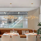 Colorful glass ginkgo leaf chandeliers for modern restaurant interiors