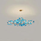 Modern ginkgo blue glass leaves chandelier