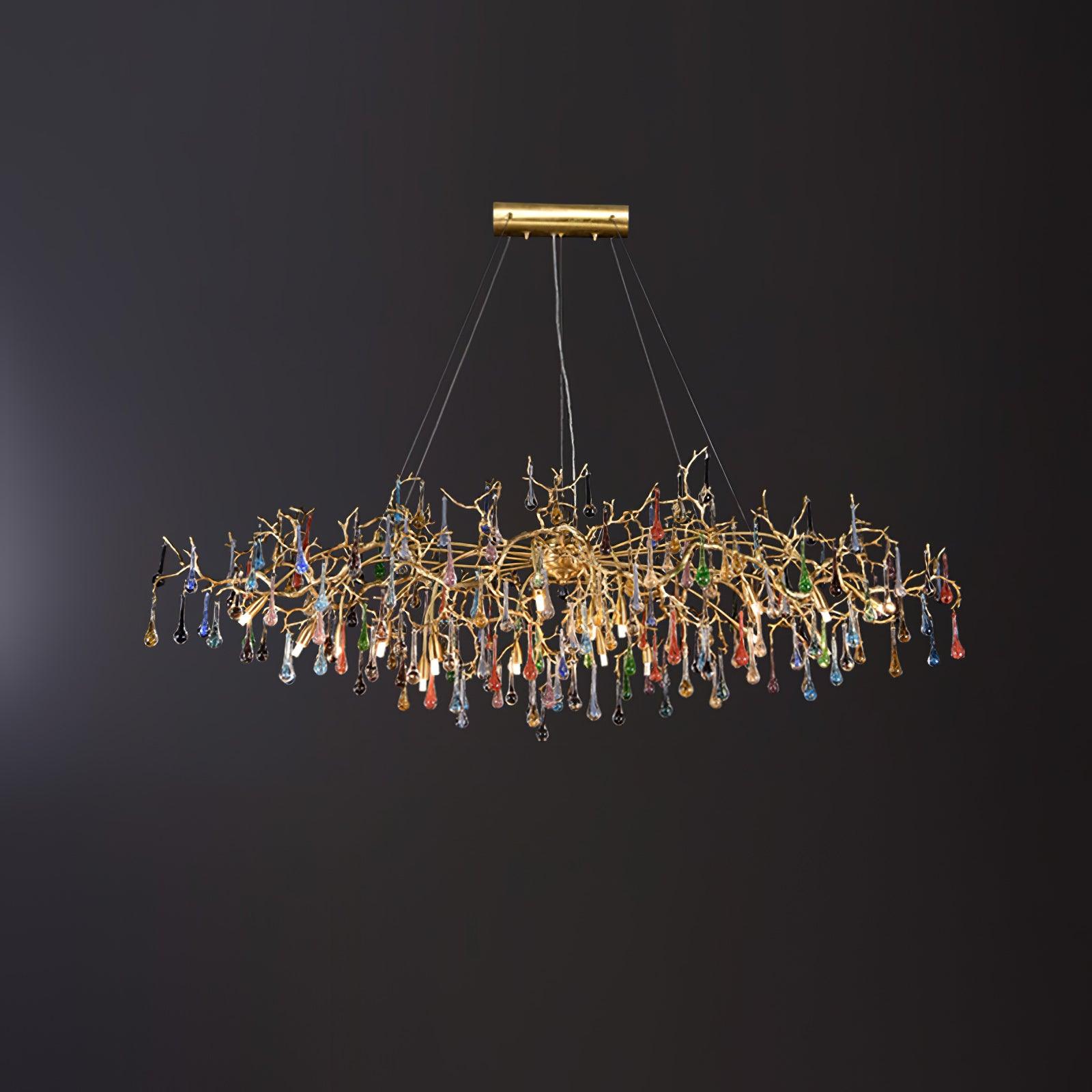 Colorful Raindrop Brass Branch Chandelier - ∅ 39.4″ x W 21.7″ x H 15.7″Brass & ColorfulBlushlighting