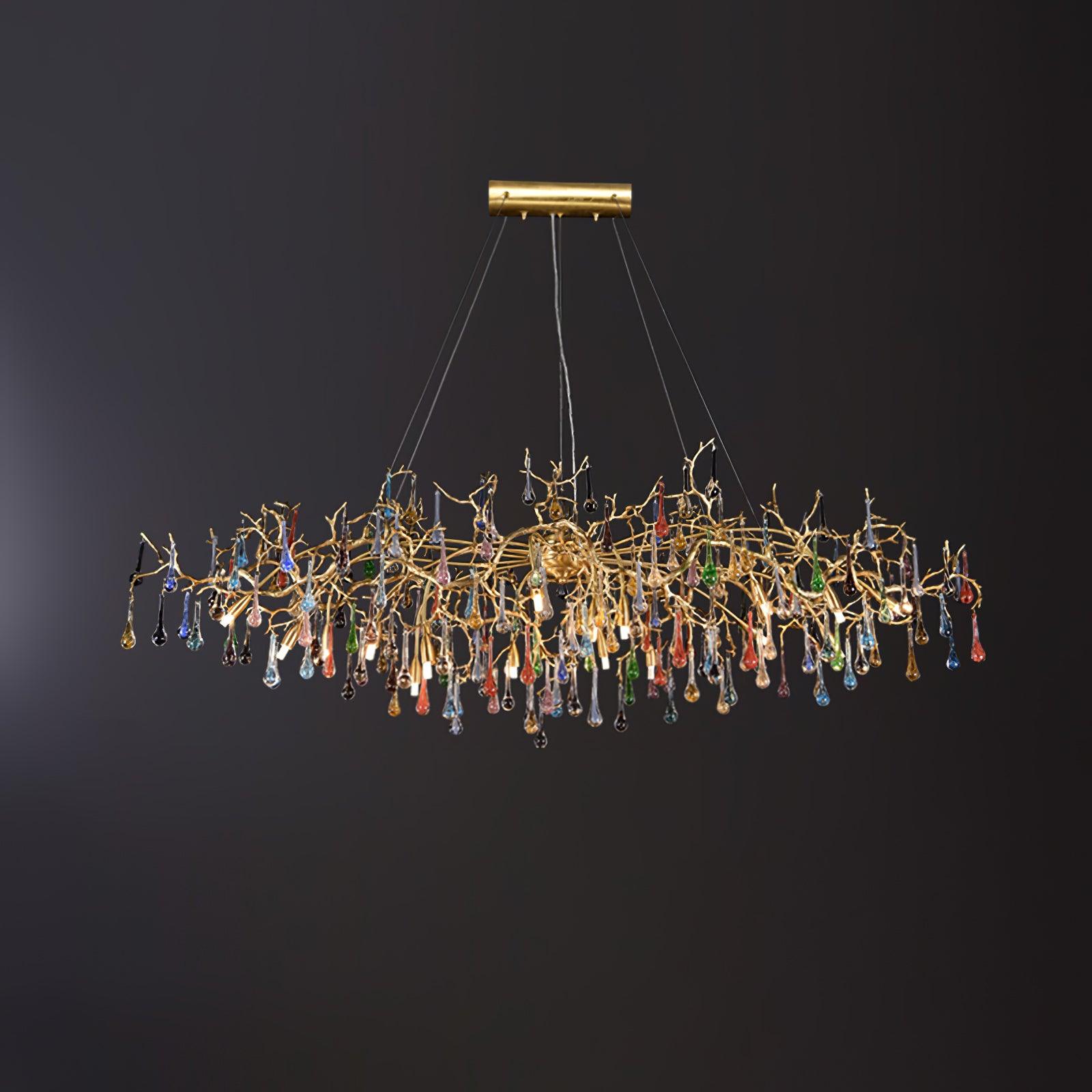 Colorful Raindrop Brass Branch Chandelier - ∅ 39.4″ x W 21.7″ x H 15.7″Brass & ColorfulBlushlighting