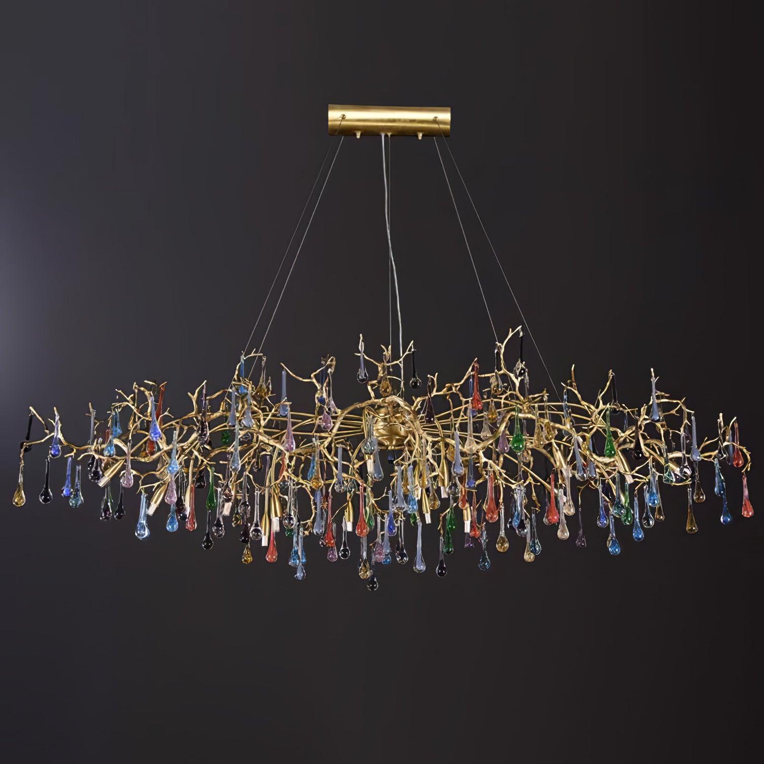 Colorful Raindrop Brass Branch Chandelier - ∅ 39.4″ x W 21.7″ x H 15.7″Brass & ColorfulBlushlighting