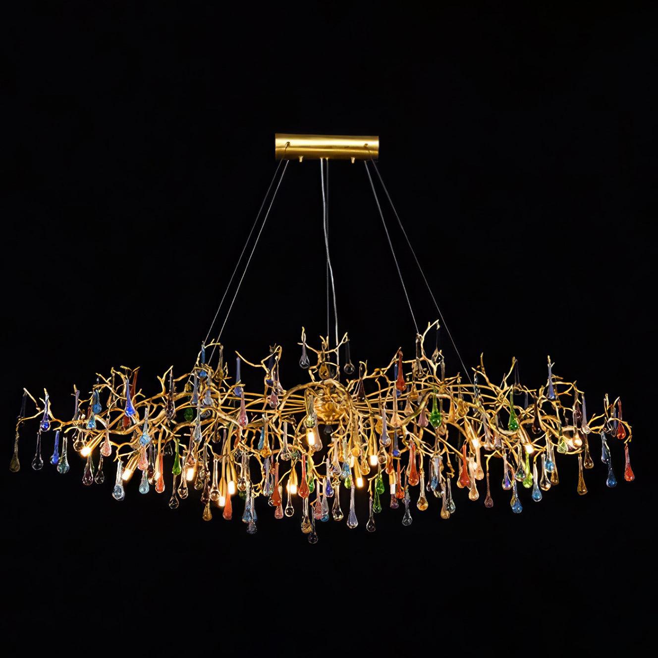 Colorful Raindrop Brass Branch Chandelier - ∅ 39.4″ x W 21.7″ x H 15.7″Brass & ColorfulBlushlighting