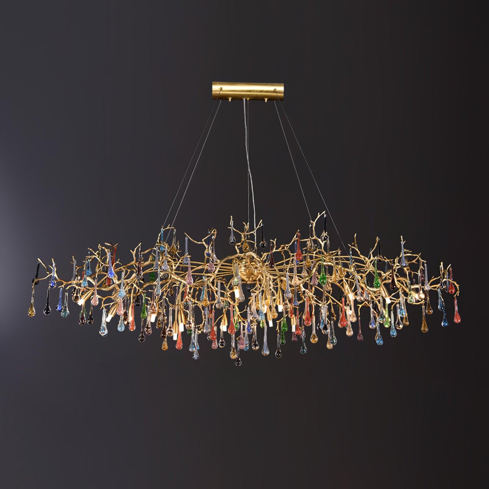Colorful Raindrop Brass Branch Chandelier - ∅ 39.4″ x W 21.7″ x H 15.7″Brass & ColorfulBlushlighting