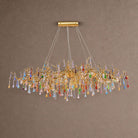 Colorful Raindrop Brass Branch Chandelier with Crystal Accents - ∅ 39.4″ x W 21.7″ x H 25.6″Brass & ColorfulBlushlighting