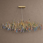 Colorful Raindrop Brass Branch Chandelier with Crystal Accents - ∅ 39.4″ x W 21.7″ x H 25.6″Brass & ColorfulBlushlighting