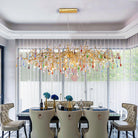 Colorful Raindrop Brass Branch Chandelier with Crystal Accents - ∅ 39.4″ x W 21.7″ x H 25.6″Brass & ColorfulBlushlighting