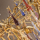 Colorful Raindrop Brass Branch Chandelier with Crystal Accents - ∅ 39.4″ x W 21.7″ x H 25.6″Brass & ColorfulBlushlighting
