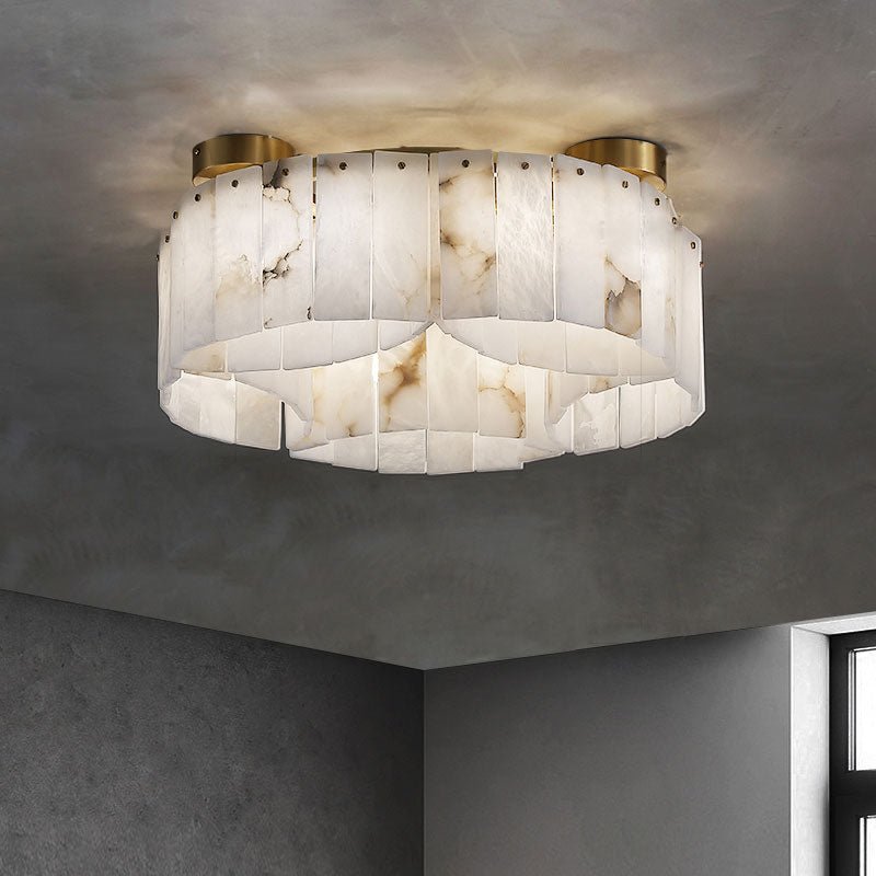 Contemporary Alabaster Flush Mount Ceiling Lamp - 21.65" D x 8.86" HBlushlighting