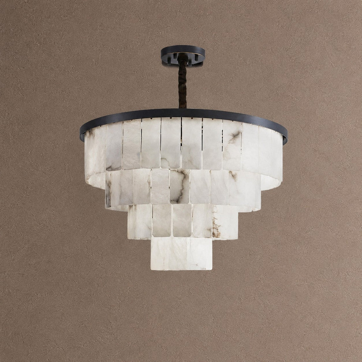 Contemporary Black Alabaster 16-Light Tiered Chandelier, 43 inch - 45cm / 18"Blushlighting