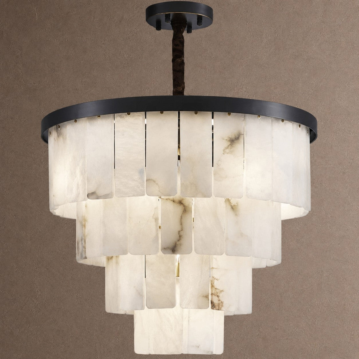 Contemporary Black Alabaster 16-Light Tiered Chandelier, 43 inch - 45cm / 18"Blushlighting