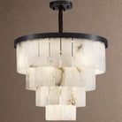 Contemporary Black Alabaster 16-Light Tiered Chandelier, 43 inch - 45cm / 18"Blushlighting