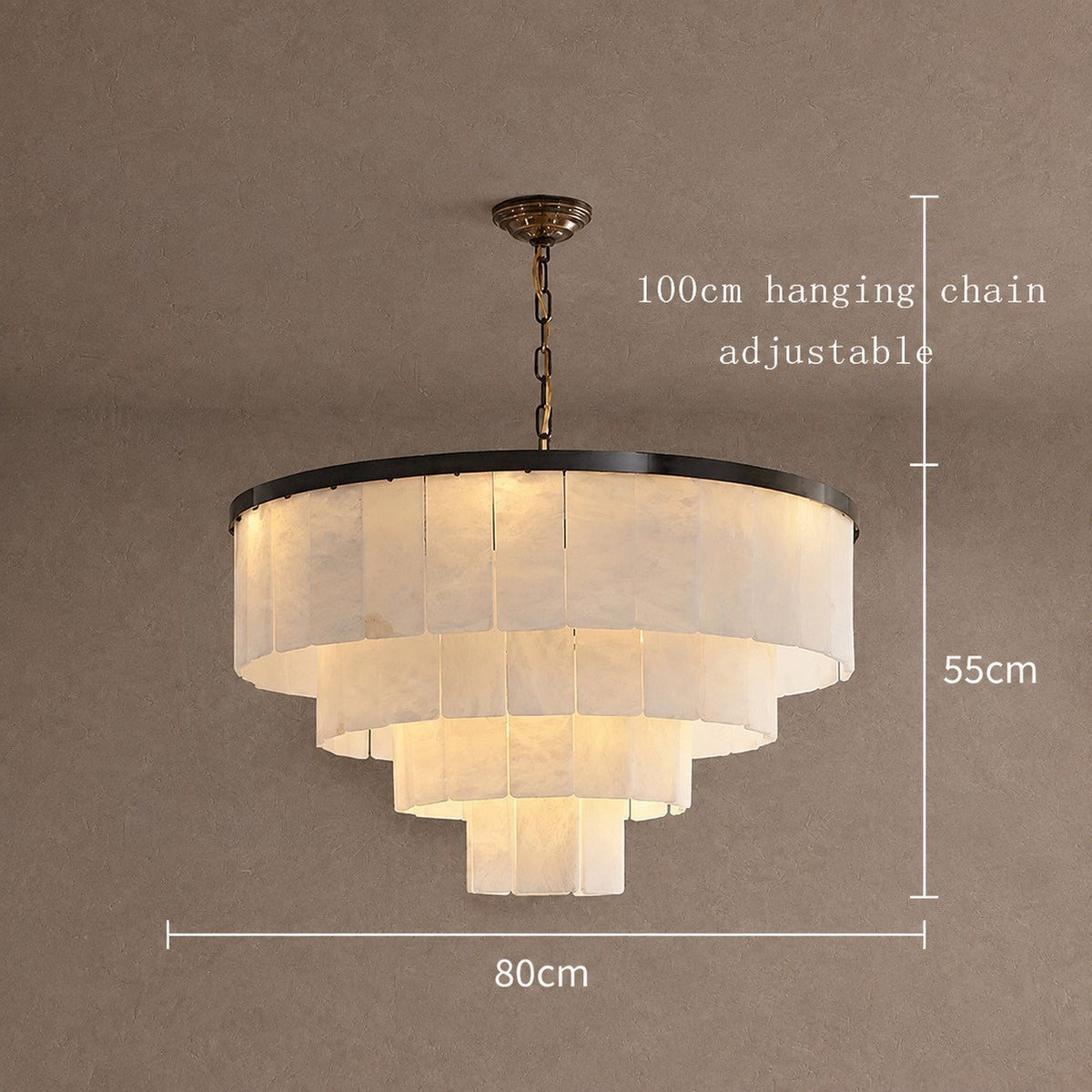 Contemporary Black Alabaster 16-Light Tiered Chandelier, 43 inch - 80cm / 31"Blushlighting