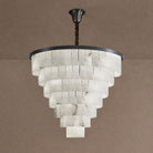 Contemporary Black Alabaster 16-Light Tiered Chandelier, 43 inch - 45cm / 18"Blushlighting
