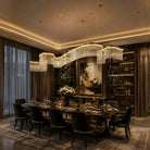 Contemporary Flowing Silhouette Waveform Glass Chandelier - W61.8"*D135.8"*H15.4"(W157cm*D345cm*H39cm)Dimmable Warm LightGoldBlushlighting