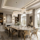 Contemporary Flowing Silhouette Waveform Glass Chandelier - W61.8"*D135.8"*H15.4"(W157cm*D345cm*H39cm)White LightGoldBlushlighting