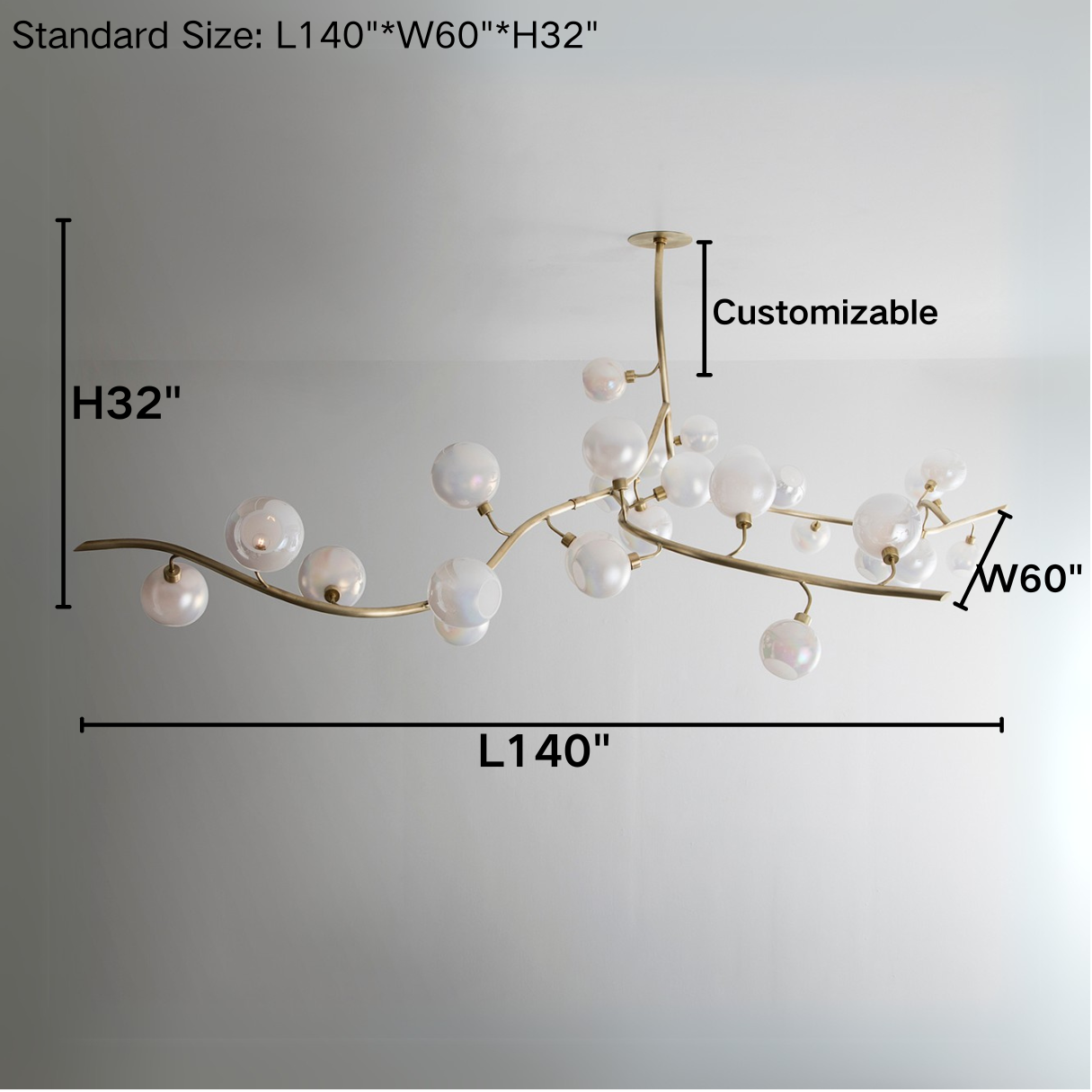 Contemporary Hand-blown Glass Globes Branch Chandelier for Dining Room Living Room and Kitchen Island-Chandeliers-Blushlighting